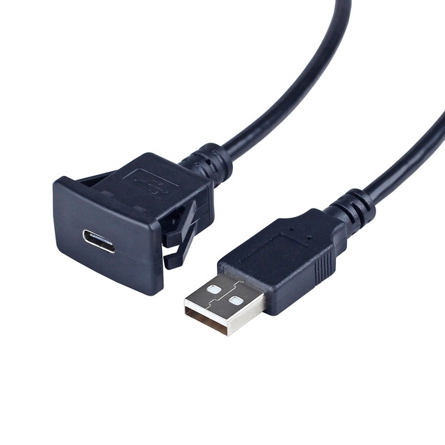 USB A Male to USB C Female Flush Mount Cable Panel Mount USB-C Extension Cable for Car Truck Boat Marine