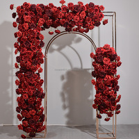 Künstliche Seidenblumen-Girlande vom Hersteller für Hochzeiten, Guter Preis, 1m Lang, Rot mit Burgunderrot, Blumen-Läufer
