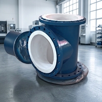Raccord en T réducteur professionnel en acier doublé de PTFE, résistant à la corrosion, pour la manipulation de fluides chimiques industriels