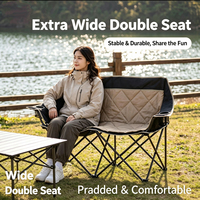 Chaise de camping double pliable extra large et moderne avec porte-gobelet, en tissu Oxford, mobilier d'extérieur pour la plage, le pique-nique et le jardin