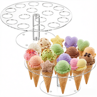 Présentoir en acrylique transparent, support à glaces à deux niveaux, support pour cornets de glace, présentoir à desserts