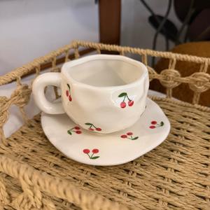 Ins mignon Girly pétri à la main tasse en céramique irrégulière créatif dessiné à la main tasse à café Logo personnalisé nordique Latte Cappuccino tasse - Product Image 3