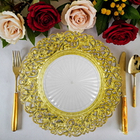 Vente en gros d'assiettes de présentation en plastique PP 13 pouces rose argenté doré plats décoratifs de luxe pour les fêtes