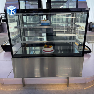 Vitrine à gâteaux commerciale écologique avec système de refroidissement <span class=keywords><strong>ventilé</strong></span>, 2 étagères en verre, façade anti-buée, double verre trempé - Product Image 3