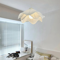 Lustre suspendu en tissu de style japonais Wabi Sabi vintage français, luminaire suspendu unique pour salon et chambre à coucher