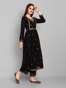Longue Kurti en soie Vichitra de qualité supérieure pour la fête et les vêtements réguliers Kurtis à la mode pour les femmes à la quantité en gros - Product Image 4