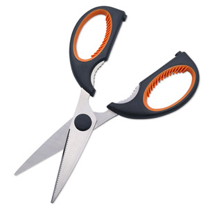 Kitchen Scissors Stainless Steel Straight Head For Home Use Orange Gray Handle - Product Image 2