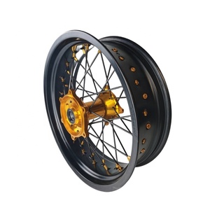 ล้อซุปเปอร์โมโต TE300 FE250 FS450 ขนาด 17 นิ้ว ได้รับการรับรองมาตรฐาน DOT ผลิตจากอะลูมิเนียม CNC ชุบอโนไดซ์ ขอบล้อ 17x3.5 17x5.0 ชุดล้อโมตาร์ดสำหรับแข่งแบบครบชุด - Product Image 6