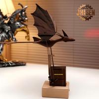 Ornement de dragon cinétique en bois artisanal de luxe personnalisé Jhisen pour les étagères, la maison, le comptoir d'accueil et la vitrine