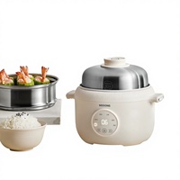 Mado Nouvelle Mini Cuiseuse à Riz Intelligente Portable pour la Maison et le Dortoir, Petite Marmite Électrique à Mijoter et à Cuire à la Vapeur, Céramique, Acier Inoxydable 304, 500W, Écran LCD