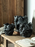 Pot de fleurs en céramique de style Wabi-sabi, créatif, pour bonsaï, succulentes, décoratif, irrégulier, noir naturel, ornement artistique