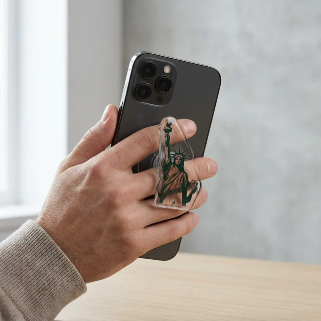 Wholesale Custom Acrylic Foldable Statue of Liberty Phone Grip Promotional Business Gift Universal Printed Stand Swag Giveaway