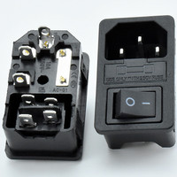 Prise de courant 10A 250V AC-01 avec interrupteur à bascule et porte-fusible 3/4 broches IEC 320 C14 Connecteur d'entrée Jack
