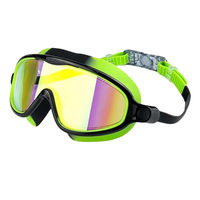 Lunettes de natation et de plongée pour enfants à grande monture avec couvre-nez, lentille PC haute définition, protection oculaire en silicone étanche et anti-buée pour garçons