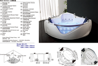 Baignoire à double air en plastique pour adulte avec douche