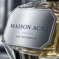 Étiquettes personnalisées pour flacons de parfum en aluminium octogonaux, directement de l'usine, adhésif puissant, impression sérigraphique, étiquettes d'emballage