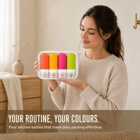 Ensemble de flacons de voyage en silicone souples et compressibles de 60 ml, conformes aux normes TSA, pour les voyages en avion, personnalisables OEM, pour les contrôles de sécurité en cabine.