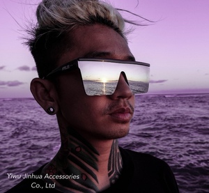New Custom Logo Black Square Shades Sun Glasses <strong>Women</strong> Fashion Retro <strong>Mirror</strong> Flat Top Oversize <strong>Sunglasses</strong> for Men - Product Image 4