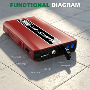 Démarreur de voiture 12V 1800A à courant de crête, portable, batterie de secours 16000mAh, alimentation d'urgence pour moteurs essence 8.0L et diesel 6.0L - Product Image 6