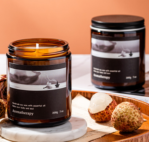 Velas aromáticas de soja de vidrio ámbar vintage a granel con tapa de hilo negro, estilo Dark Academia Wabi Sabi, decoración para el hogar, las mejores para ventanas. - Product Image 1