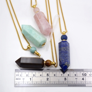 Véritable Quartz Fumé Point <span class=keywords><strong>Diffuseur</strong></span> Hexagone Bullet Prism Bijoux en Acier Inoxydable Pendentifs de Mode Charms <span class=keywords><strong>Pendentif</strong></span> Bouteille de Parfum - Product Image 4