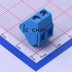 DB103-5.0-2P-BU-S Screw Terminal Block Through hole Component (THT),P=5mm Connector 1x2P 5mm Blue Through Hole - Product Image 1
