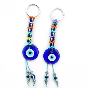 Turkish Evil Eye Bead Pendant Letterpress Printed Cross Border Design Glass Coin Holder Keychain Hong Tu Fashion Wall Hanging