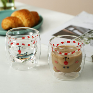 Venda quente 300ml Parede Dupla Vidro Bonito Copo De Água Café Suco Bebida Urso Gato Caneca - Product Image 4
