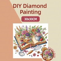 Livre de recettes 5D DIY pour la broderie diamant, mosaïque de strass, motifs floraux, cuisine, point de croix, décoration intérieure 30x30cm