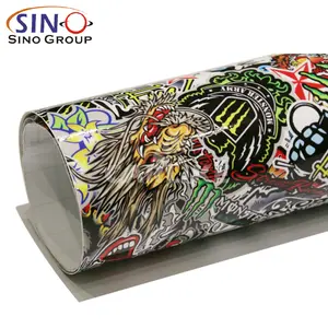 Hete Verkoop Stijlvolle Hoge Kwaliteit Eco Oplosmiddel Afdrukken Kleurrijke Cartoon Vinyl Wraps Auto Graffiti Sticker Bom