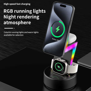 Productos más vendidos 2024 Gadgets Desk RGB Lámpara de noche Multifunción 15W Cargador inalámbrico Cargador de teléfono inalámbrico Despertador - Product Image 4
