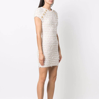 Mini pull en tricot de sequins pour femme, robe de travail, formel, Tweed, broderies
