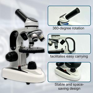 Microscope composé monoculaire pour adultes et débutants, 40X-2000X, LED, kit d'expérimentation avec diapositives pour l'éducation à domicile (blanc noir) - Product Image 3