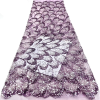 Tissu en maille tricotée 100 % polyester, brodé de perles et de sequins, écologique et luxueux, pour robes sexy