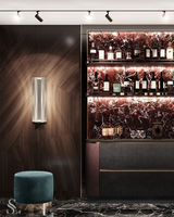 Armoire de cuisine moderne gain de place avec comptoir en marbre rouge, étagère vitrée, couleur et taille personnalisables pour usage commercial