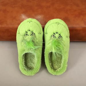 Thick Warm and Soft Grinch Themed Christmas Polyester <b>Slippers</b> Winter Indoor Footwear Factory - Product Image 5