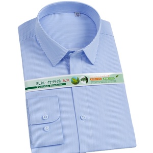 <span class=keywords><strong>Camicia</strong></span> Bianca da <span class=keywords><strong>Uomo</strong></span> OEM Personalizzata in Fibra di Bambù a Righe, <span class=keywords><strong>Camicia</strong></span> Formale da Lavoro a Maniche Lunghe Senza Stiratura - Product Image 5