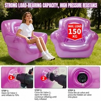 Chaise longue gonflable transparente moderne et portable avec dossier haut et accoudoirs, imperméable, pour piscine, jardin, intérieur et extérieur