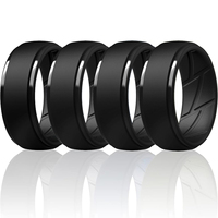Bagues en silicone couleur personnalisée pour hommes, bagues de mode à bordure étagée, alliances en caoutchouc pour lui, 10 mm de large