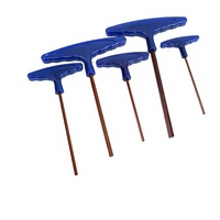 Kunci Hex T-Handle Metrik Baja Paduan S2 60 HRC Kunci Allen 2/2.5/3/4/5/6/8/10mm Standar DIN untuk Perbaikan Furnitur