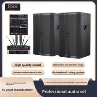 Enceinte Stéréo Professionnelle Extérieure de 15 Pouces en Bois de Bouleau avec Double Microphone, Équipement Audio Haute Puissance 38Hz-20kHz