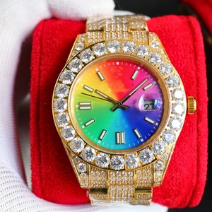 Drioshipping, nuevo reloj para hombre, reloj mecánico con incrustaciones de diamantes de colores degradados a la moda, resistente al agua y a prueba de golpes, multifuncional - Product Image 1