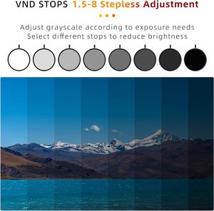 7 nghệ nhân biến Bộ lọc ND [ND2/4/8/16/32/64] 1.5-8 dừng nhập khẩu Kính AGC có thể điều chỉnh [58/62/67/72/77/82mm] Bộ lọc video - Product Image 2