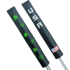 Aangepaste Golf Uitlijning Stick Cover Pu Lederen Hoes Voor Lucky Klaver Vlag Uitlijning Sticks Houder Golf Club Protector