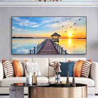 Toile d'art numérique moderne de luxe grand format en aluminium, motifs paysagers naturels : Alpes, montagne, soleil, forêt, lac