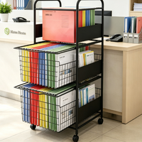 Carrito de Archivo Rodante, Estante de Almacenamiento de Documentos de Metal Negro, Organizador de Carpetas Colgantes Portátil para Oficina en Casa