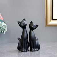Statue de couple de chats en céramique, style nordique moderne, noir mat givré, décoration de bureau, décoration de la maison, cadeaux de mariage