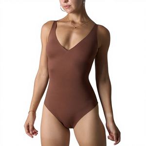 <span class=keywords><strong>Body</strong></span> Moldeador Sin Costuras para Mujer, Cuello en <span class=keywords><strong>V</strong></span>, Control de Abdomen, Diseño sin Espalda y Entrepierna Abierta - Product Image 1