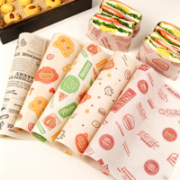 Papier sulfurisé personnalisé imprimé, résistant à la graisse, de qualité alimentaire, pour l'emballage de pain, gâteaux, pizzas et hamburgers