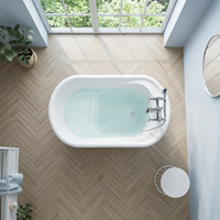 Baignoire autoportante ovale en acrylique blanc compacte de 1200 mm de style vintage avec siège, baignoire profonde classique pour adultes